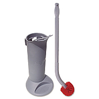 Ergo Toilet Bowl Brush Complete: Wand, Brush Holder and Two Heads, Gray (BBWHR)