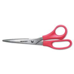 Westcott Value Line Stainless Steel Shears, 8" Long, 3.5" Cut Length, Red Straight Handle (40618)