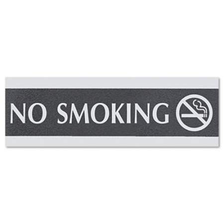 Headline Sign Century Series Office Sign, NO SMOKING, 9 x 3, Black/Silver (4757)